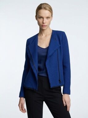 NWOT AKRIS Punto Asymmetrical Tweed Blue Blazer